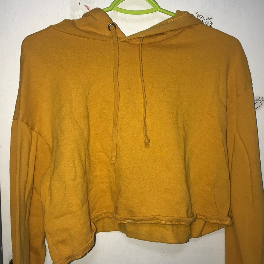 Mustard Yellow Cropped Hoodie